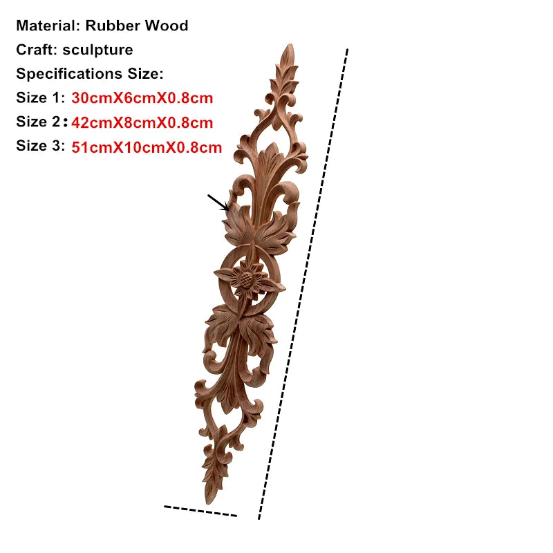 Home Wedding Decoration Accessories Furniture Appliques Wood Carving Corner Wooden Decor Frame Wall Door Woodcarving Decal