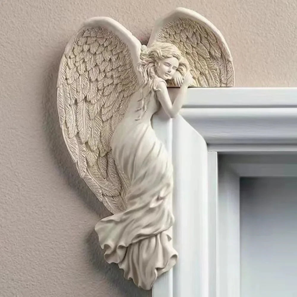 Angel Door Hanging Decor Resin Art Handmade Vintage Over Door Decor for Home Wedding Christmas Gift Party Festival  Accessories