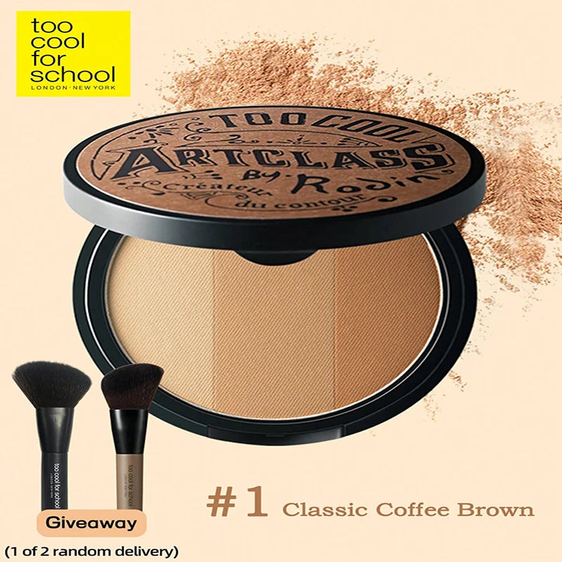 K-Beauty Matte Powder Contour Palette，with Brush, Light, Smooth, Velety Texture ,With mirror, Slimming Facial, Natural Gradation