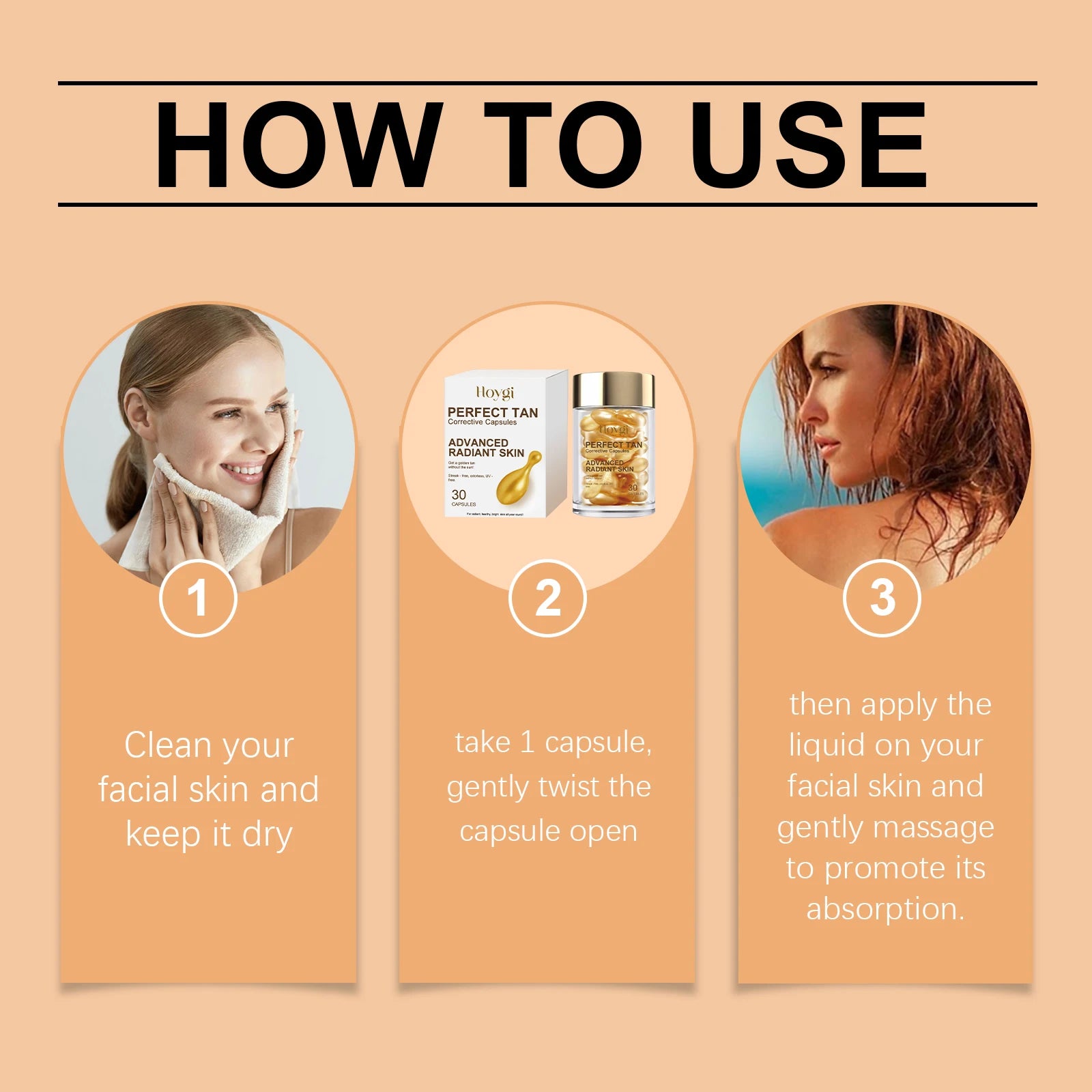 Portable Tanning Capsule Tan Accelerator Outdoor Sunbathing UV Prevent Sunburn Even Skin Tone Sunless Self-Tanning Serum 30PCS