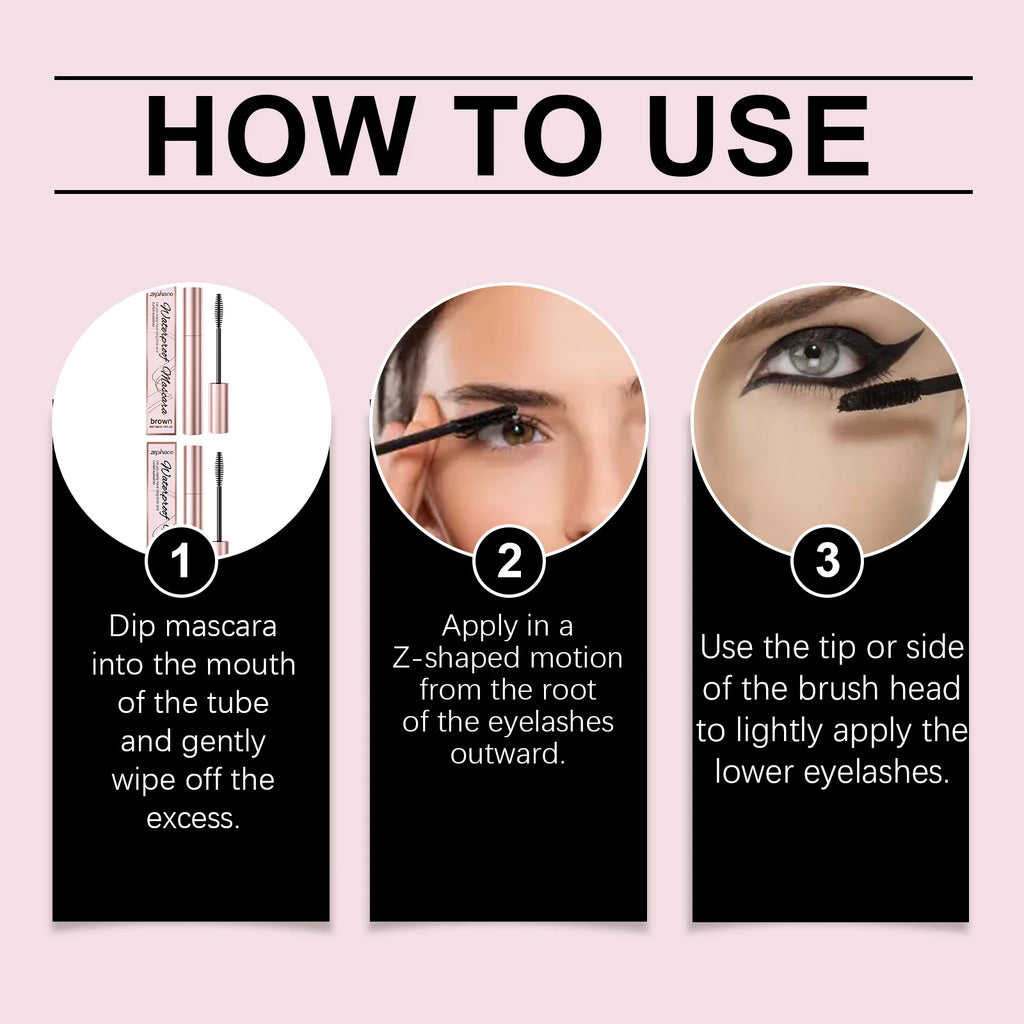 Black Curling Mascara Waterproof Sweatproof Long-Lasting Non-smudge Natural Large Eye Makeup Brown Eyelashes Cosmetics Tools 5ml