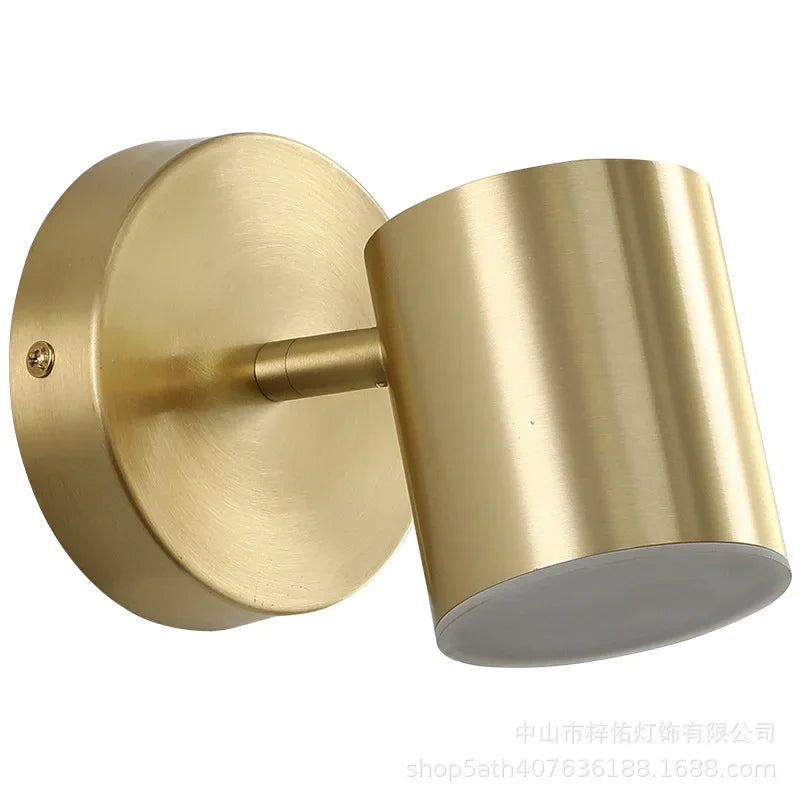 Room Bedroom Bedside Lamp Postmodern Simplicity Can Rotate Light Luxury Gold Mirror Headlight Aisle Wall Light