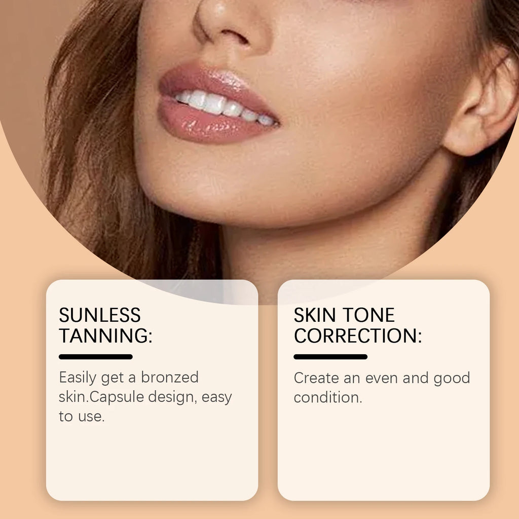 Portable Tanning Capsule Tan Accelerator Outdoor Sunbathing UV Prevent Sunburn Even Skin Tone Sunless Self-Tanning Serum 30PCS