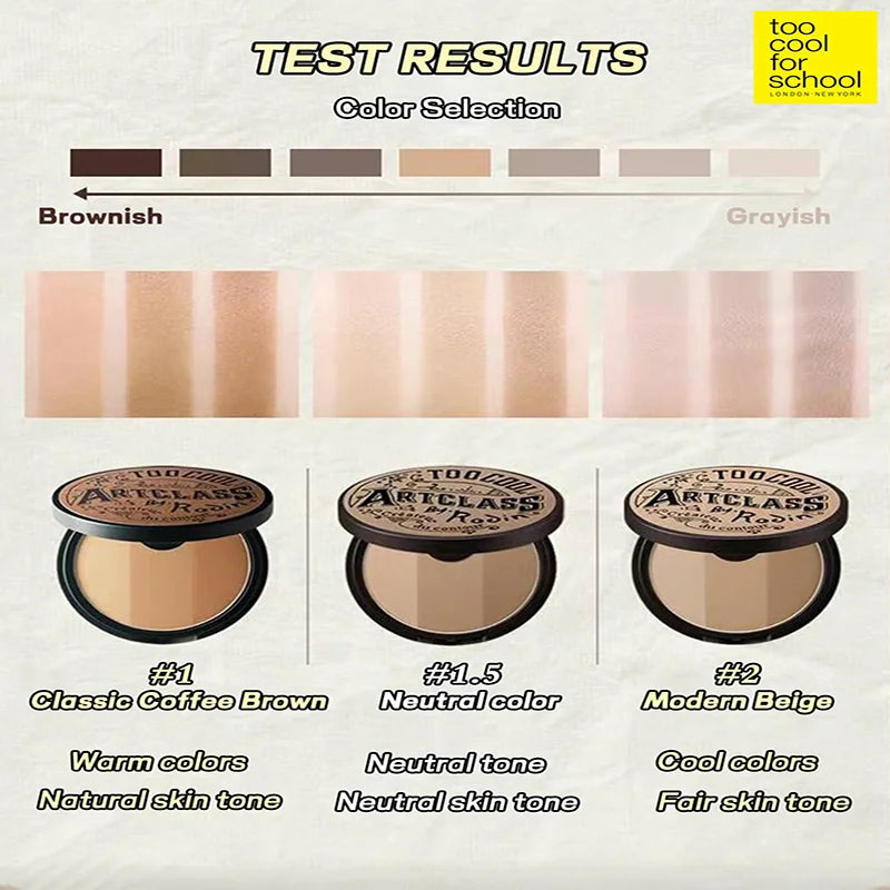 K-Beauty Matte Powder Contour Palette，with Brush, Light, Smooth, Velety Texture ,With mirror, Slimming Facial, Natural Gradation