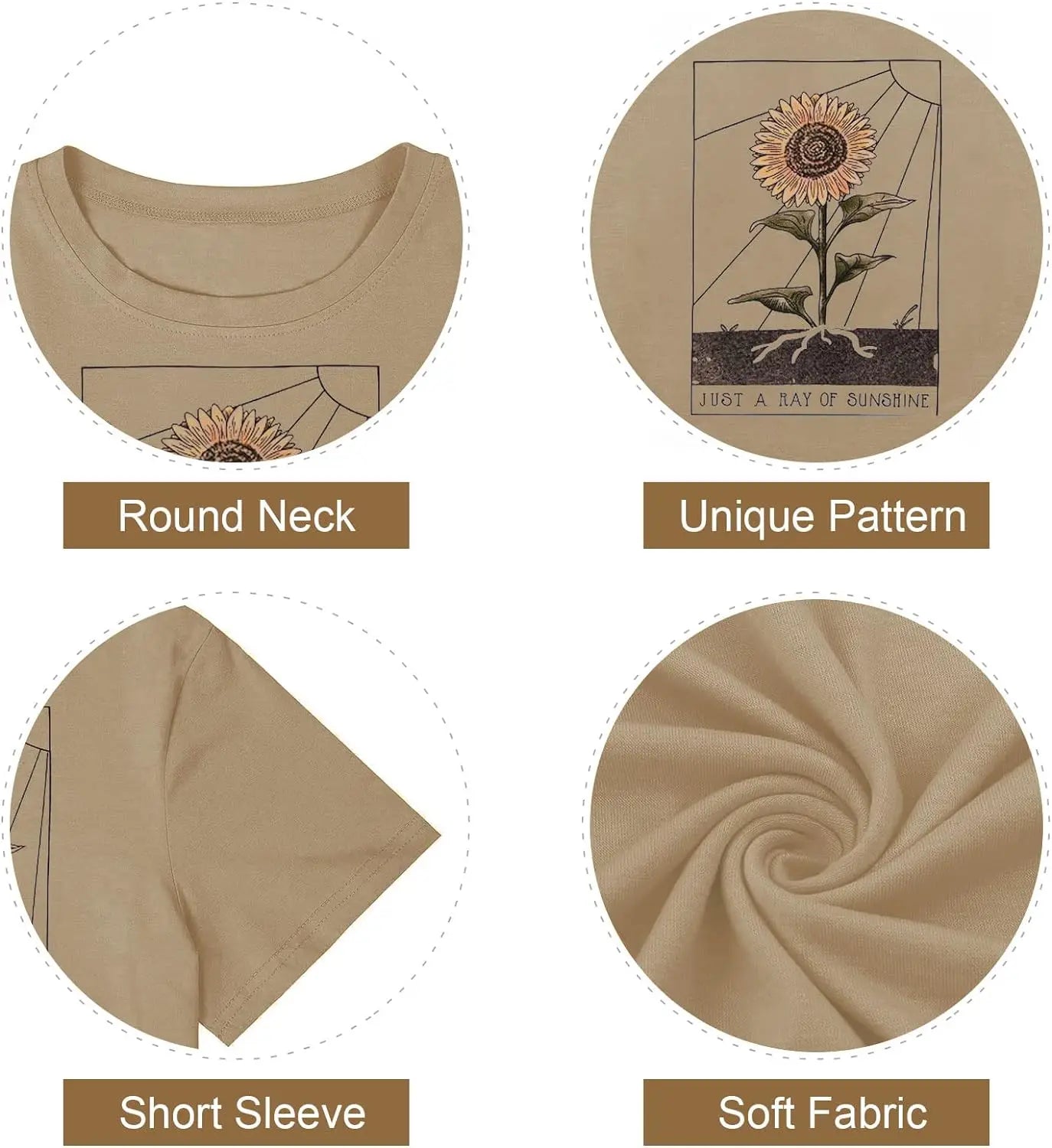 Womens Dandelion Graphic T-Shirts Teen Girls Cute Sunflower Print Casual Tee Tops