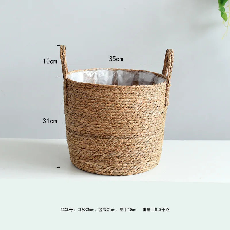 Simple Rattan Small Bedside Cabinet, Home Bedroom Multi-Function Storage Unit, Slim Movable Storage Basket