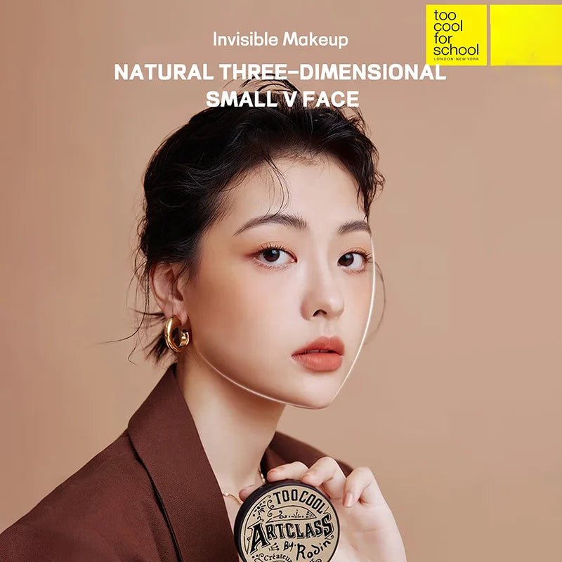 K-Beauty Matte Powder Contour Palette，with Brush, Light, Smooth, Velety Texture ,With mirror, Slimming Facial, Natural Gradation