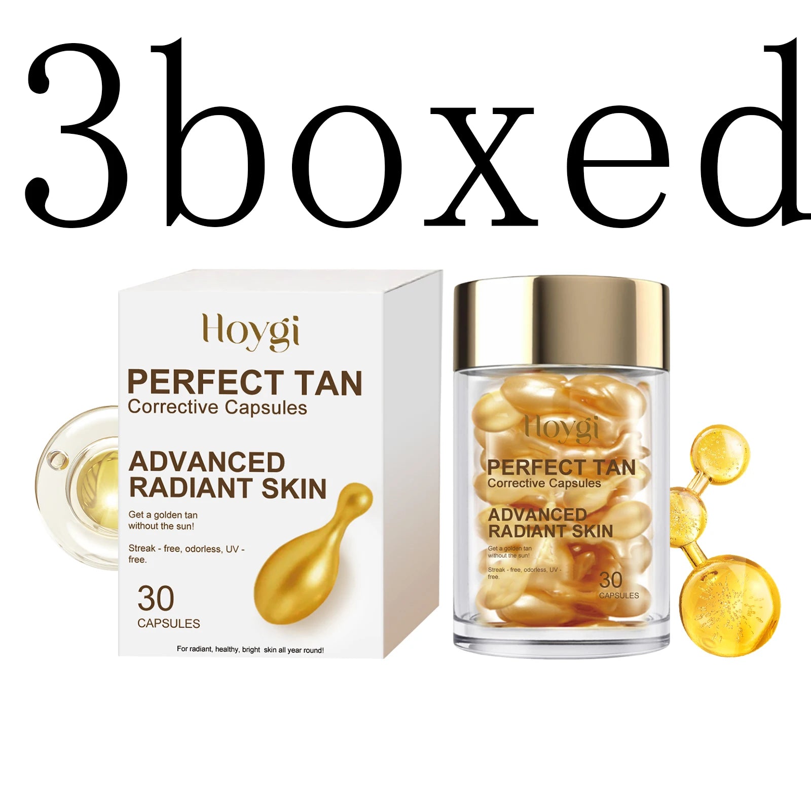 Portable Tanning Capsule Tan Accelerator Outdoor Sunbathing UV Prevent Sunburn Even Skin Tone Sunless Self-Tanning Serum 30PCS