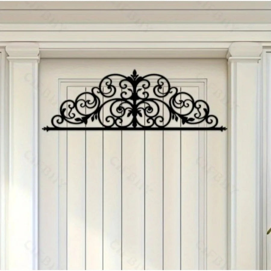 Art Deco Iris Scroll Metal Wall Art - Floral Themed Hanging Decor for Bedroom, Wedding & Christmas Indoor Ambiance