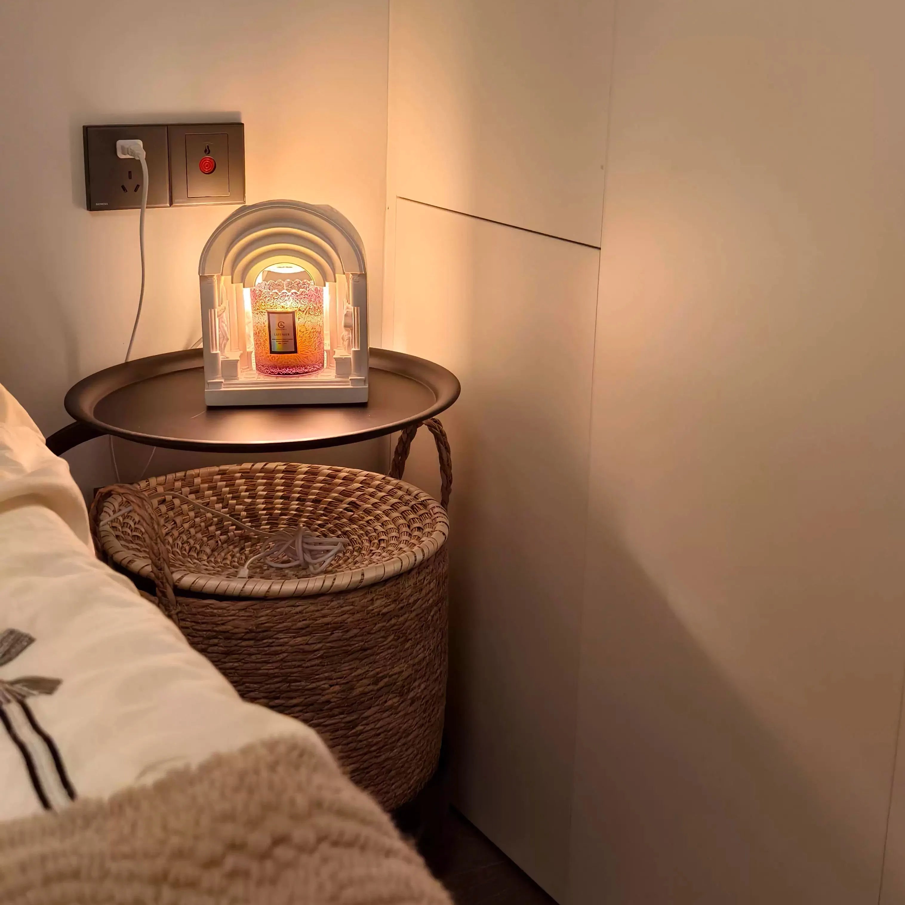 Simple Rattan Small Bedside Cabinet, Home Bedroom Multi-Function Storage Unit, Slim Movable Storage Basket