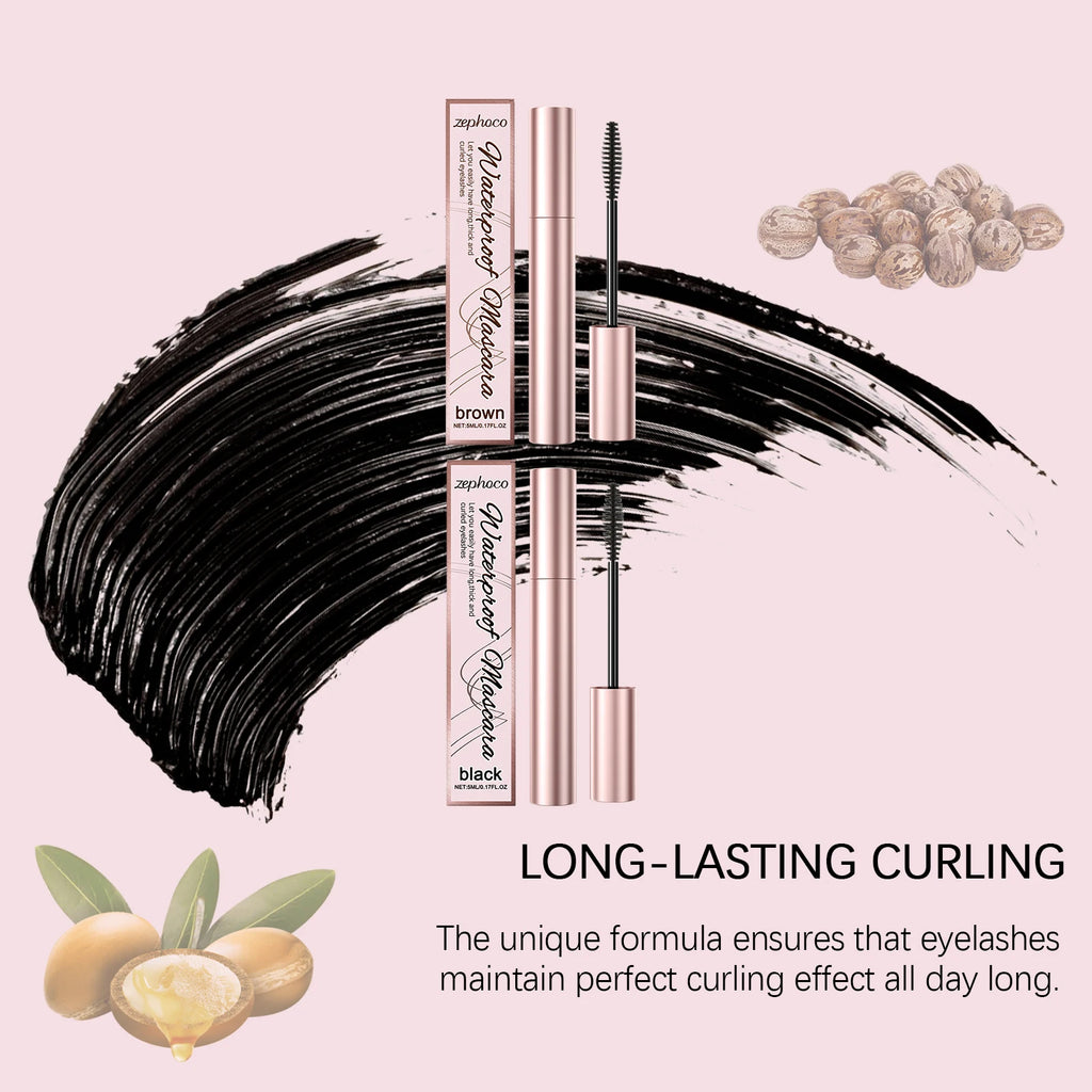Black Curling Mascara Waterproof Sweatproof Long-Lasting Non-smudge Natural Large Eye Makeup Brown Eyelashes Cosmetics Tools 5ml