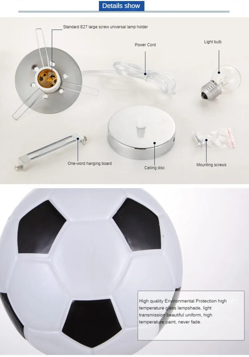 Modern Simple and Stylish Bedroom Children's Room Kindergarten Mother and Baby Store Football Blue Ball Chandelier