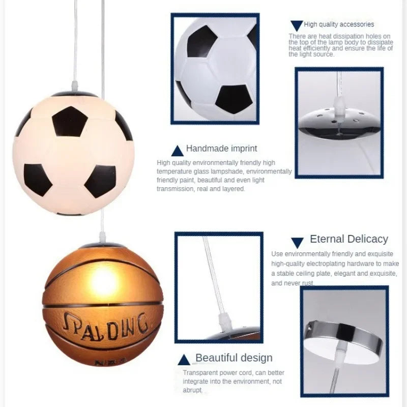 Modern Simple and Stylish Bedroom Children's Room Kindergarten Mother and Baby Store Football Blue Ball Chandelier