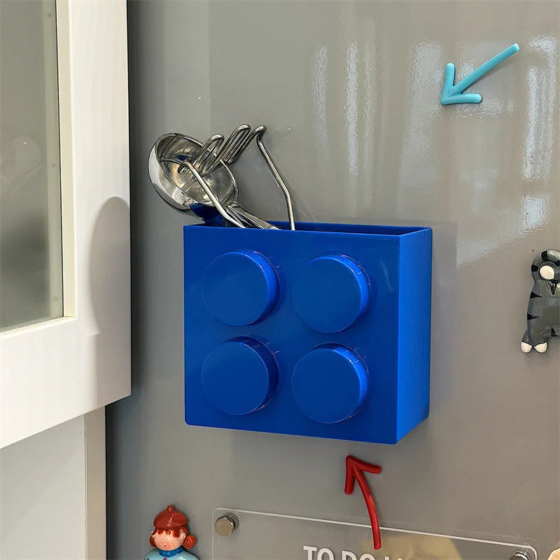 Magnetic Storage Box Building Blocks Storage Rack  Kitchen No-Drill Refrigerator Magnet Storage Box Wall-mounted Container