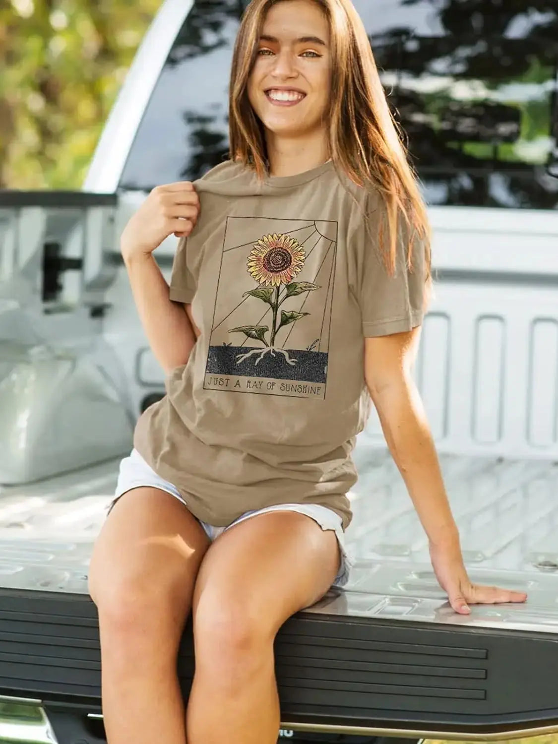 Womens Dandelion Graphic T-Shirts Teen Girls Cute Sunflower Print Casual Tee Tops