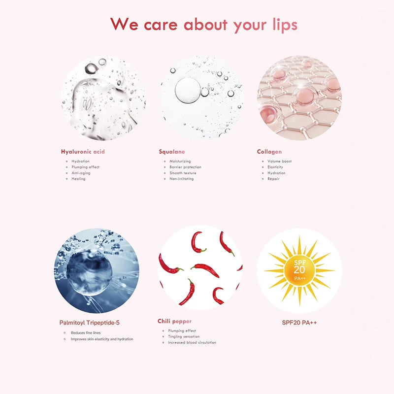 Collagen Lip Plumping Oil  Instant Long Lasting Volumise Deeply Moisturize Reduce Lip Lines Lightweight Non-sticky Lip Balm Oil