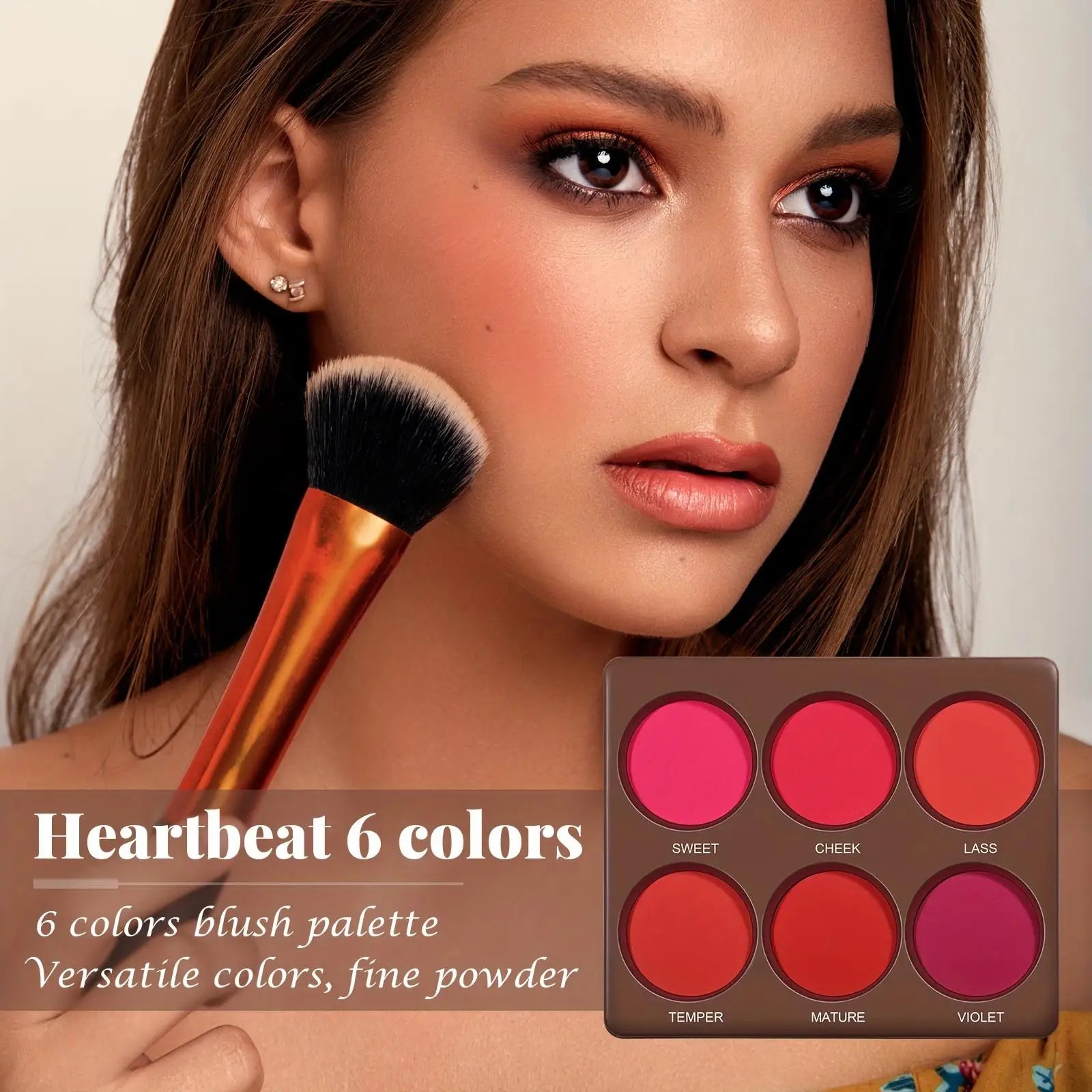 6 Colors Waterproof Matte Blush Palette Medium Buildable Coverage Long-Lasting Natural Finish Suitable for All Skin Types