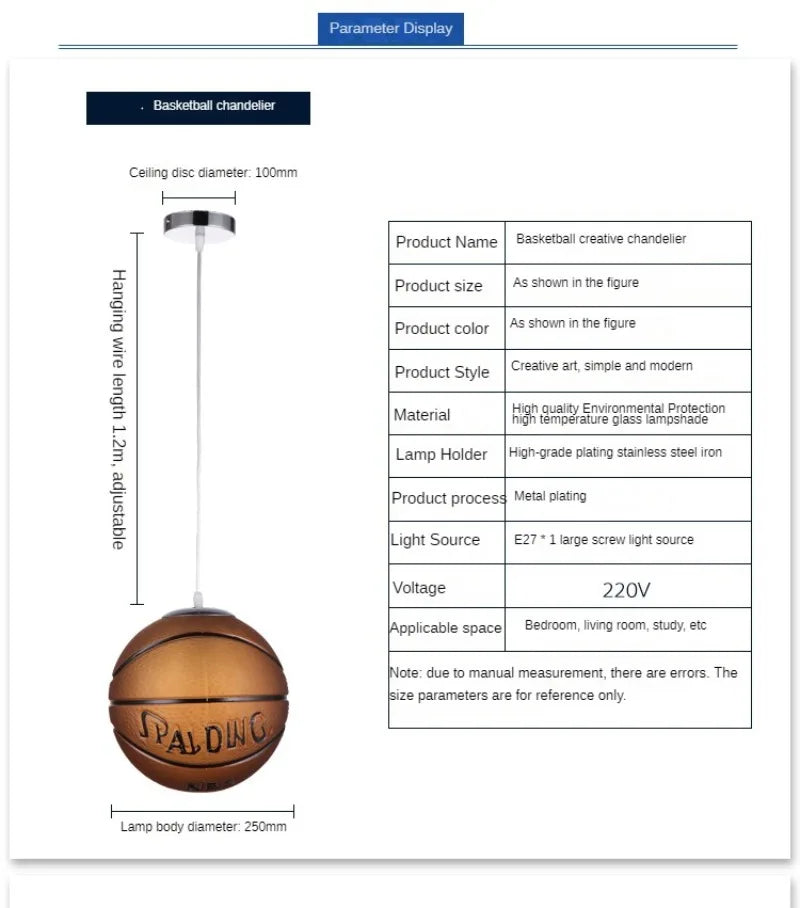 Modern Simple and Stylish Bedroom Children's Room Kindergarten Mother and Baby Store Football Blue Ball Chandelier