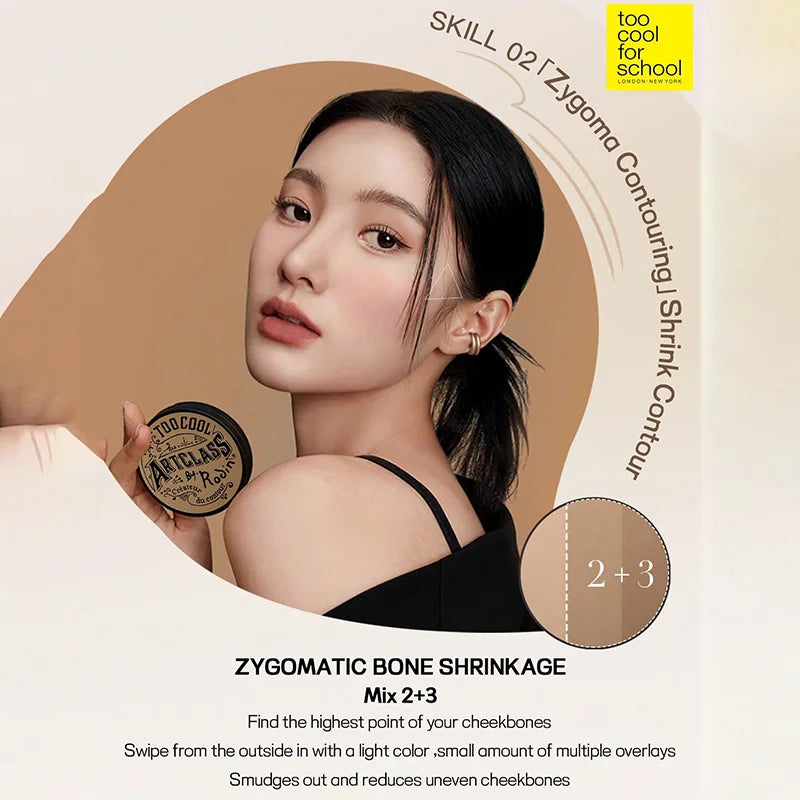 K-Beauty Matte Powder Contour Palette，with Brush, Light, Smooth, Velety Texture ,With mirror, Slimming Facial, Natural Gradation