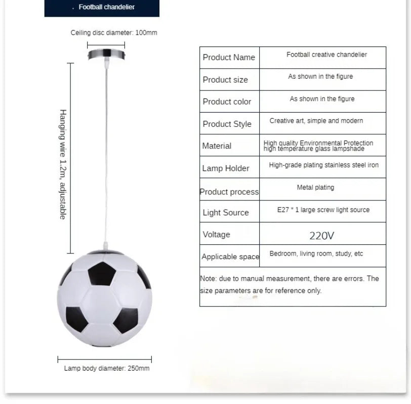 Modern Simple and Stylish Bedroom Children's Room Kindergarten Mother and Baby Store Football Blue Ball Chandelier